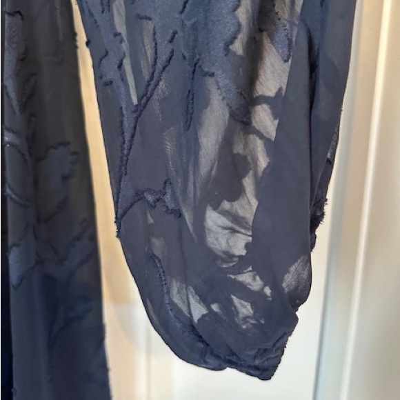 SOIEBLU Gown Elegant Navy Chiffon Surplice V Neck Balloon L/S NWT Sz M L - Picture 5 of 15